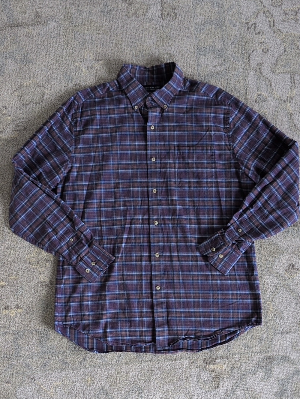 Southern Tide Purple and Blue Plaid Button-Down Shirt